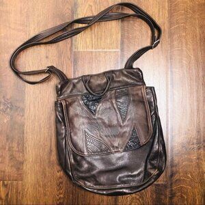 High Quality Vintage Brown Leather Messenger Crossbody Large Backpack